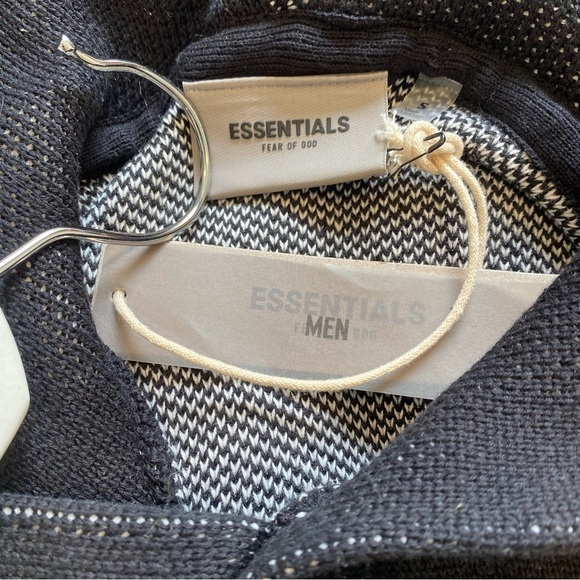 NEW Essentials Fear of God Black Knit Pullover Hoodie Sweatshirt Mens Size Small - Picture 8 of 9